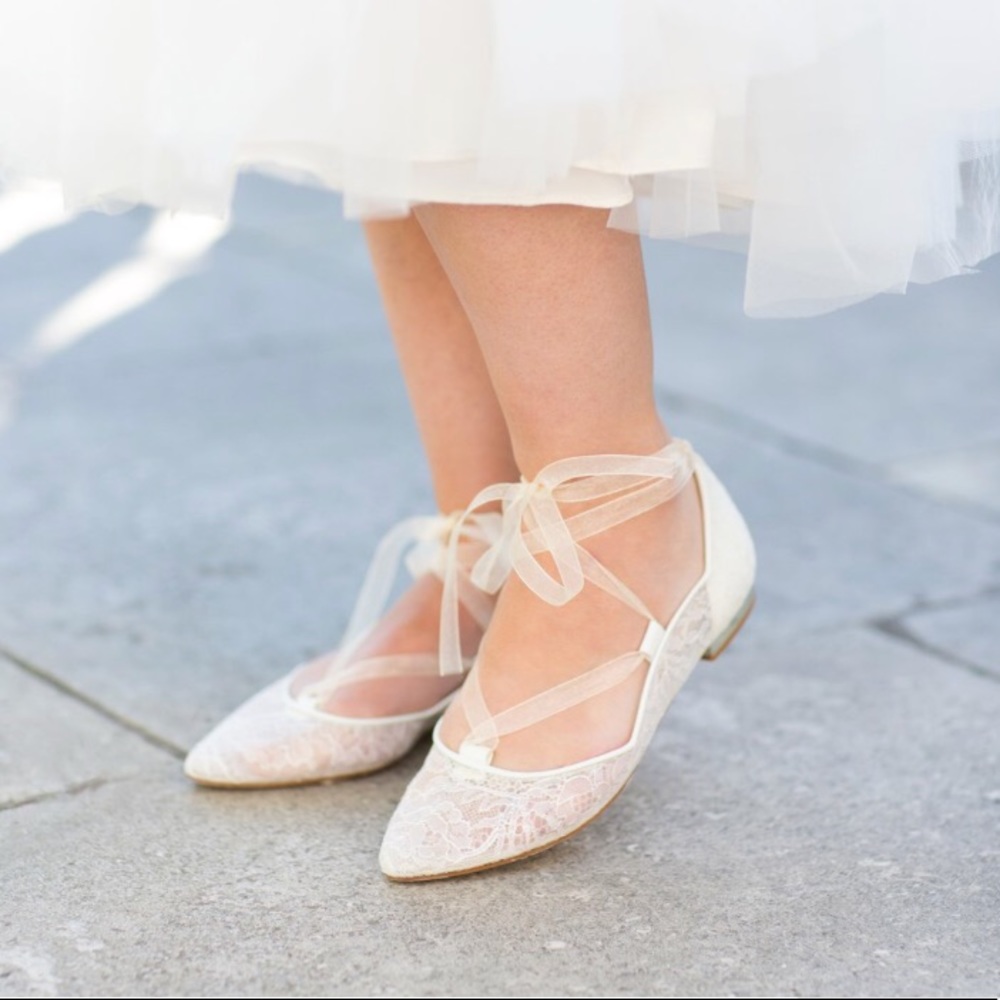 Harriet Wilde lace flat white wedding shoe